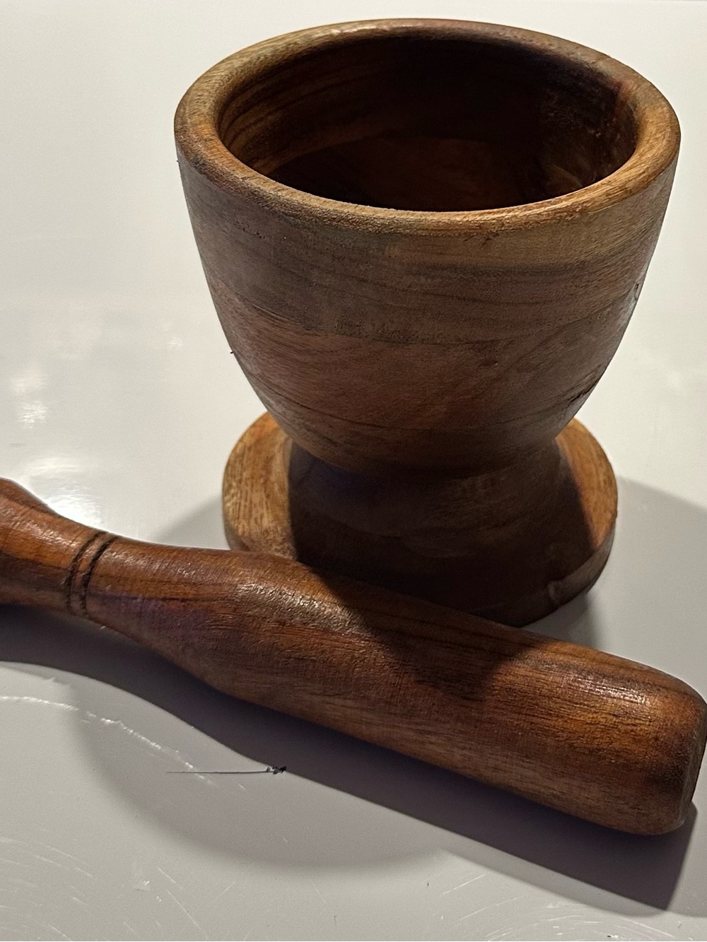 Vintage Solid Wooden Mortar & Pestle India Kitchenware Rustic Country Brown